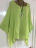 Cotton-Blend Loose Casual Solid Crew Neck Shirt & Blouses